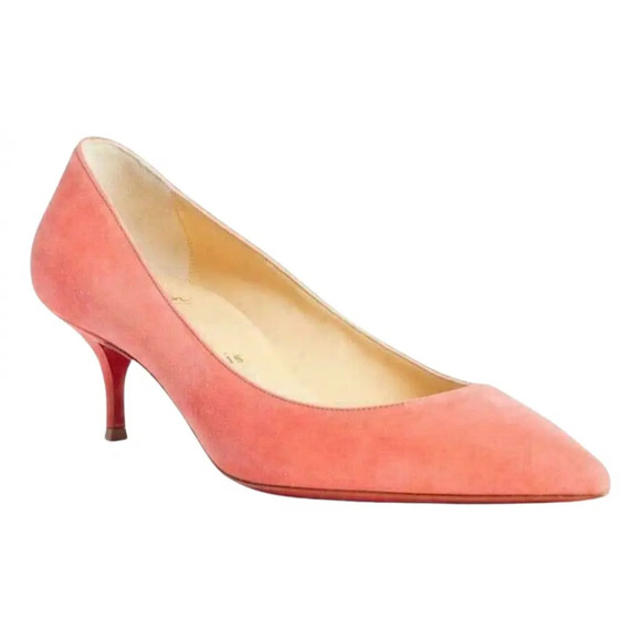 Christian Louboutin Kate 55 Smoothie Suede Classic Pointed Kitten Heel Pump 37.5 - Picture 1 of 10